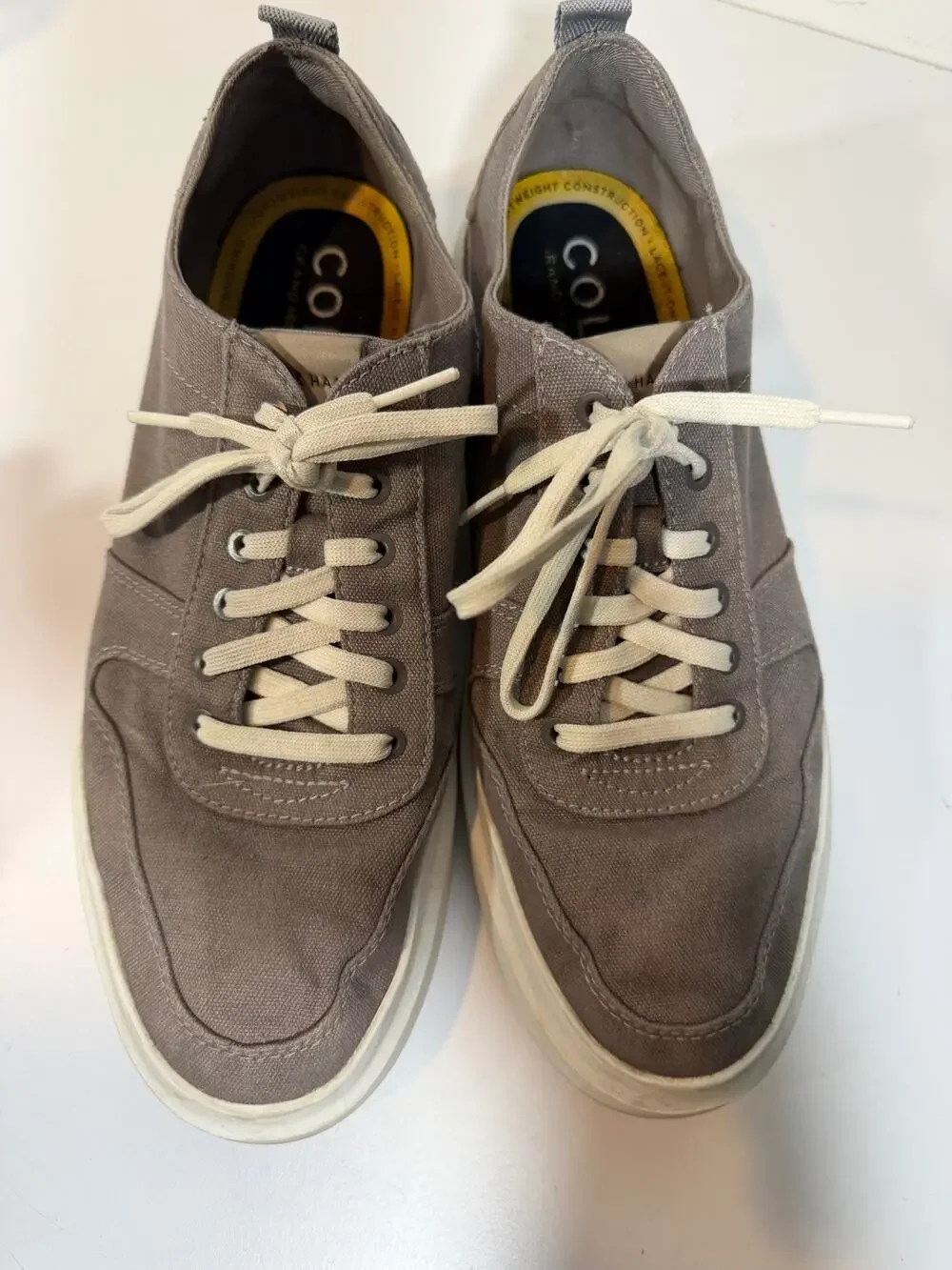 Cole Haan Grandpro Rally Shoes Grey Canvas Court Sneakers C34740 Mens US Size 10
